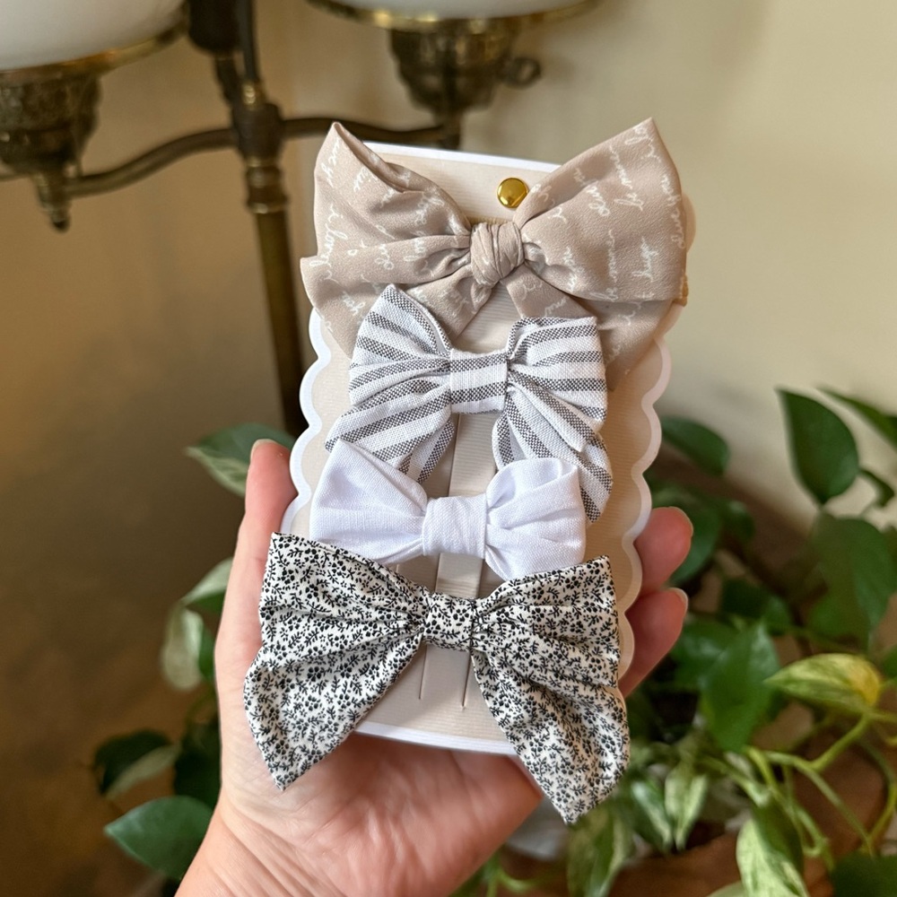 Small shop Stylish Kids Bow Set - Neutral‎ Tones